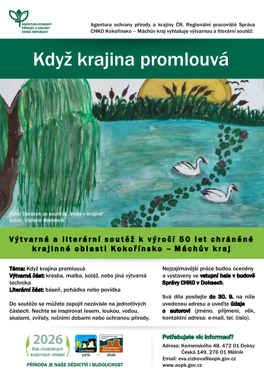 Plakát k soutěži Když krajina promlouvá.